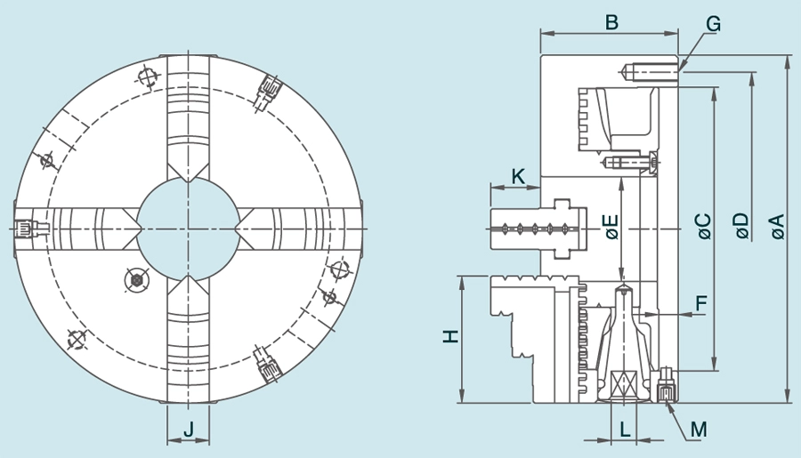 FCT 4-Jaw Adjustment Steel Body Scroll Chucks