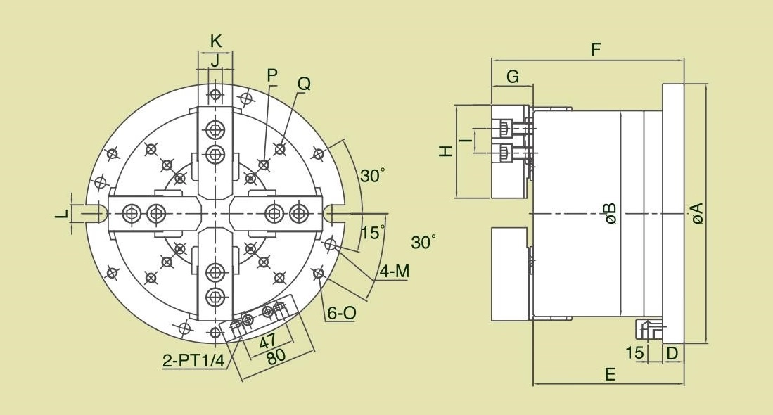 MA 2 Actuating Axes Self-Centering Solid Air Chuck Fixtures